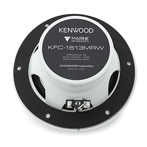 Kenwood KFC-1613MRW - 6.5 Inch 2 Way Coaxial Waterproof Marine/Motorsports/Car Speakers, Pair, 4 Ohm, 100 Peak Watts (White) Kenwood KFC-1613MRW - 6.5 Inch 2 Way Coaxial Waterproof Marine/Motorsports/Car Speakers, Pair, 4 Ohm, 100 Peak Watts (White)
